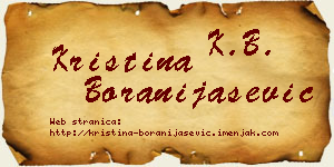 Kristina Boranijašević vizit kartica